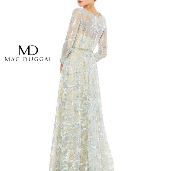 NEW Mac Duggal Dress Gown 12460 Cocktail Formal Embellished Mesh Blue‎ - Picture 3 of 9
